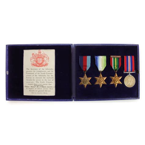 WW2 Medal Group with 9ct Gold Royal Naval College Dartmouth, King’s Medal - Midshipman P. T. de ...