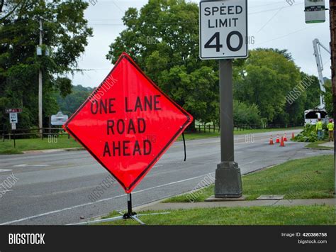 One Lane Road Ahead Image & Photo (Free Trial) | Bigstock