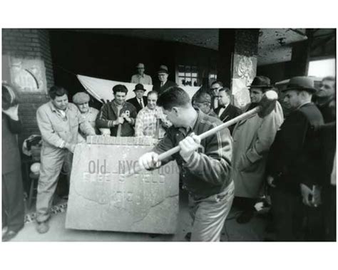 Ebbets Field Demolition - guy slams cornerstone 1960 - Brooklyn NY — Old NYC Photos