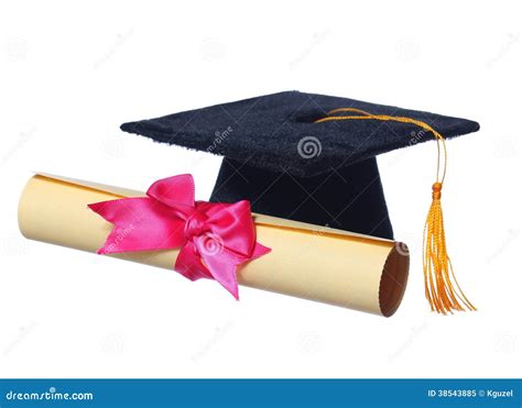 Black Graduation Cap With Degree Isolated Stock Image - Image of black ...