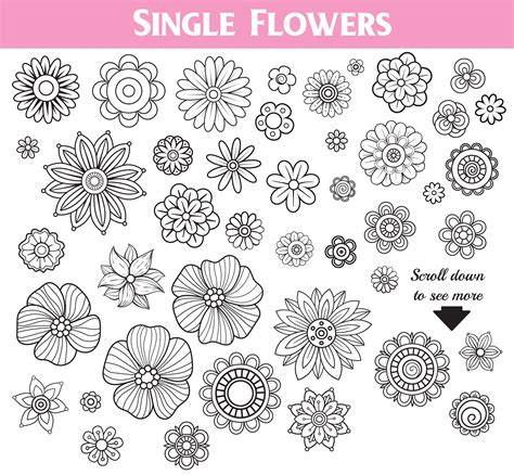 Floral Doodles Collection (72071) | Illustrations | Design Bundles | Floral doodle, Flower ...