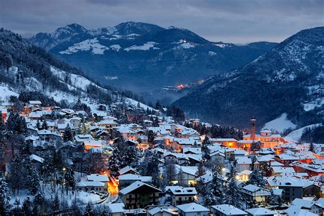 Winter evening in Serina, Lombardy, Italy photo on Sunsurfer