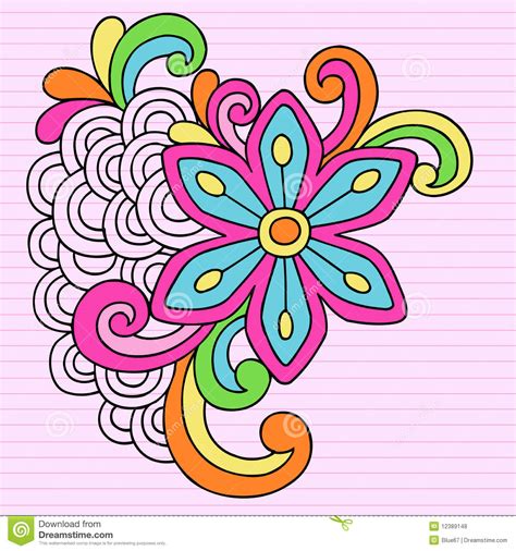 Psychedelic Big Flower Notebook Doodle Vector Stock Vector - Illustration of lined, notebook ...