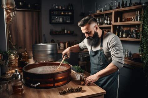 Premium AI Image | Shot of a man brewing his own beer at home created with generative ai