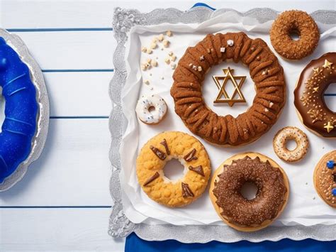 Premium AI Image | Tasty cookies and donuts for Hanukkah celebration