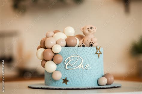 blue birthday cake with sweet balloons, sweet surprise birthday cake ...