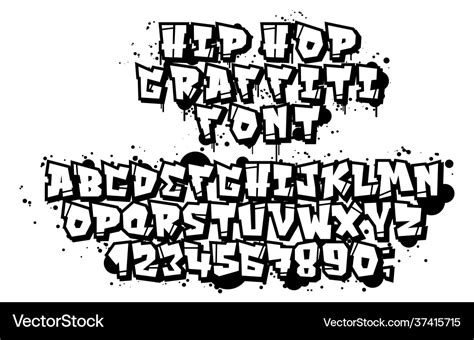 Graffiti and hip hop font 90s style Royalty Free Vector