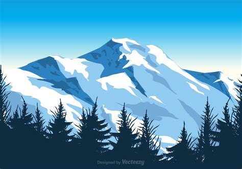 Free vector illustration of the Mount Everest covered with snow and trees in front. | Landscape ...