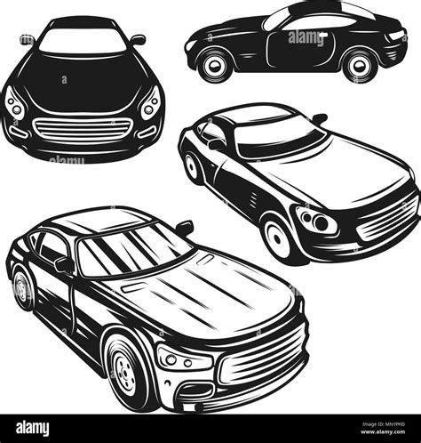 Set of illustrations of cars. Design elements for logo, label, emblem ...