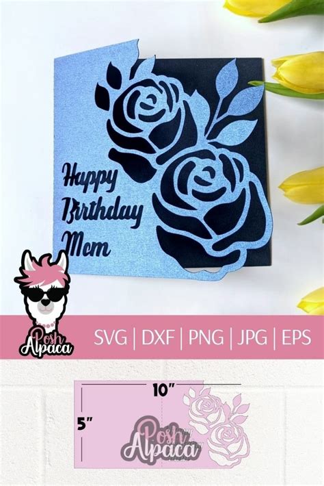 Birthday Mom card svg, happy birthday card svg for mom