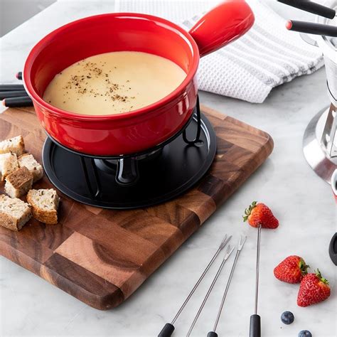 Trudeau Maison Cardinal Ceramic Cheese Fondue - Set of 11 (Red ...