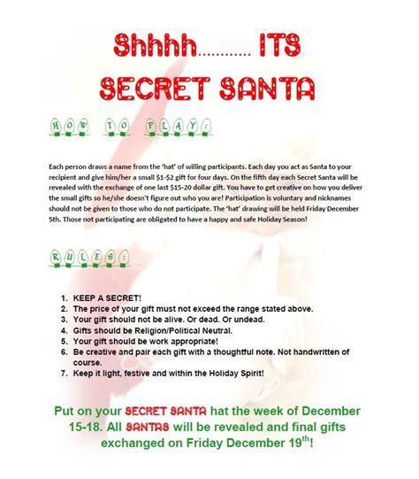 Secret Santa Rules | Work secret santa, Secret santa rules, Secret santa gift exchange