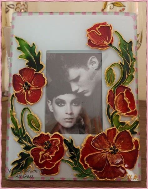 Glass Photo Frame Hand Painted "Poppy" (With images) | Painted picture frames, Glass photo frames