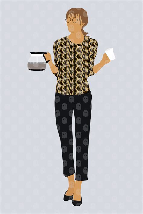 Archade | Woman Holding A Glass Coffee Pot And A Cup Standing Vector Drawings