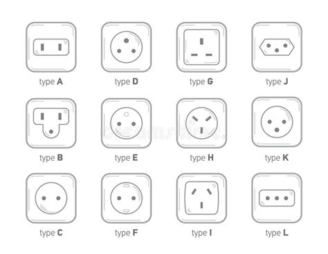 World Socket Types Collection. Stock Illustration - Illustration of ...