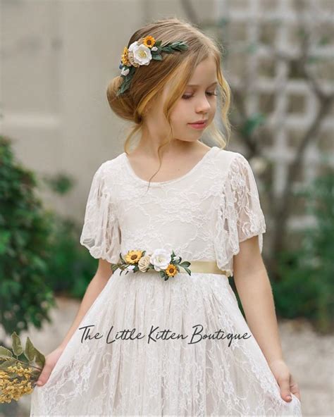 Tulle Flower Girl Dress, Rustic Lace Flower Girl Dresses, Bohemian ...