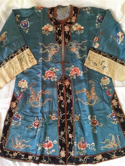 Magnificent Antique Chinese Embroidered Robe forbidden stitch silk ...