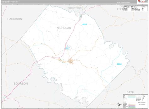 Nicholas County, KY Wall Map Premium Style by MarketMAPS