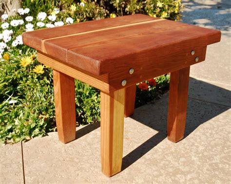 Sturdy Wood Side Table, Natural Redwood Side Tables