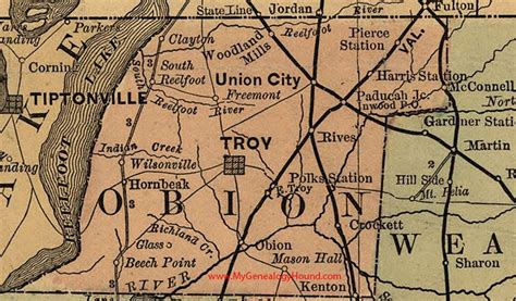 Obion County, Tennessee 1888 Map | Tennessee map, Tennessee, County map