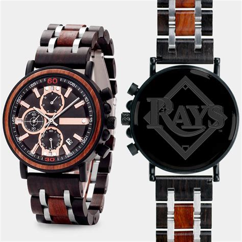 Tampa Bay Rays Wooden Wristwatch | Mahogany And Walnut Wood Chronograph Watch - Free Custom ...