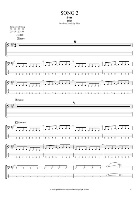 Song 2 Tab by Blur (Guitar Pro) - Full Score | mySongBook