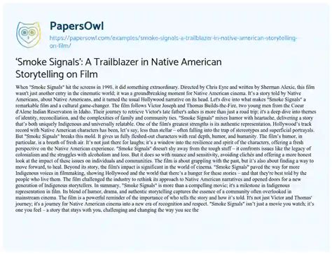 ‘Smoke Signals’: A Trailblazer in Native American Storytelling on Film - Free Essay Example ...