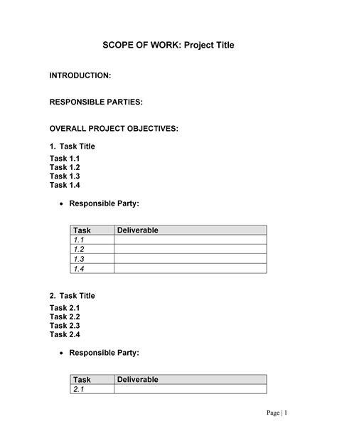 Scope Of Work Template For Event Planner