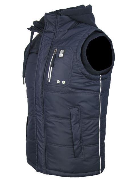 Mens Crosshatch Gilet/ Body Warmer 'Overworld' Hoodie/ Hooded Jacket/ Coat