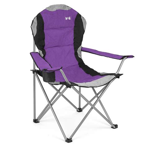 trail outdoor leisure Padded Folding Camping Chair Heavy Duty High Back Directors Cup Holder ...