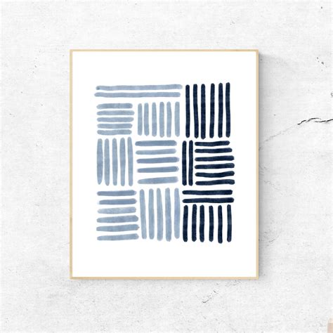 Geometric Print Blue Wall Art Indigo Modern Print Abstact - Etsy