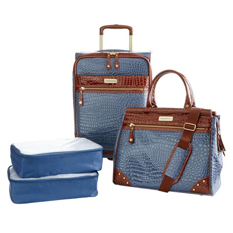 (HSN) Samantha Brown Croco Embossed Luggage 4-piece Set – TVShoppingQueens