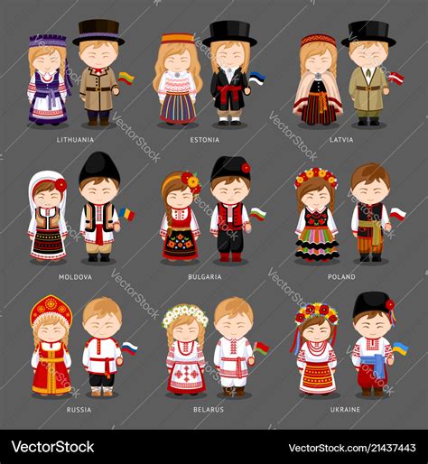 European people in national dress Royalty Free Vector Image