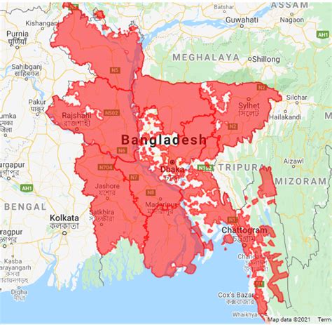 Airtel 4G Coverage Area Map In Bangladesh