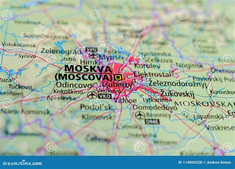 Moscow on map stock photo. Image of second, close, explore - 114069258