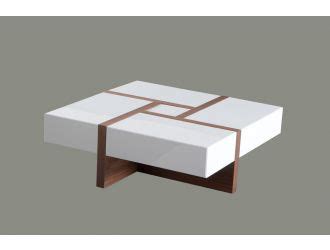 Modrest Makai Modern Walnut & Black Square Coffee Table - Coffee Tables - Living Room