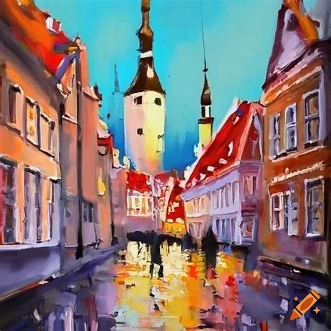 Acrylic painting of tallinn old town