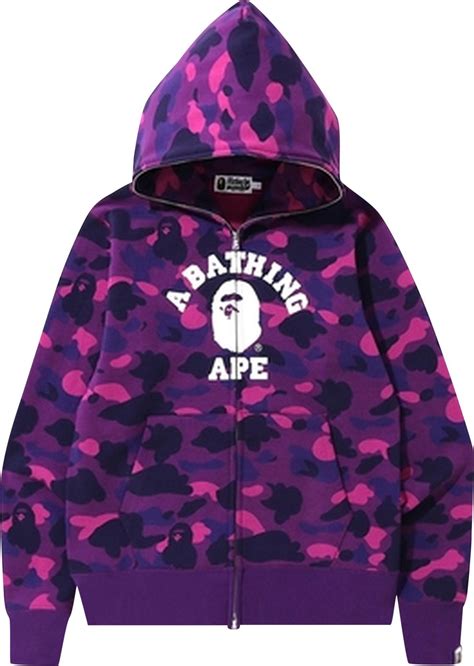 Buy BAPE Color Camo College Full Zip Hoodie 'Purple' - 1H75 115 001 PURPLE | GOAT