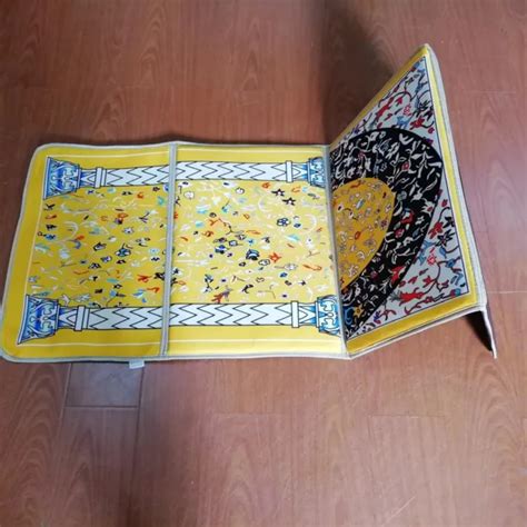 MUSLIM PRAYER RUG mat Jainamaz Salah folding With Back Rest Seat Islam Sajada $29.75 - PicClick
