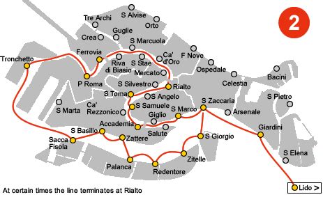 Vaporetto Route 2 | Venice, Route, Bus route map