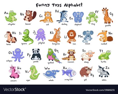 Cartoon animals alphabet Royalty Free Vector Image