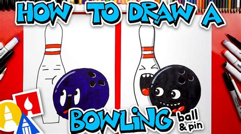 How To Draw A Funny Bowling Ball And Pin - Art For Kids Hub