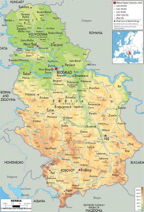 Physical map of Serbia | Geography map, Physical map, Map