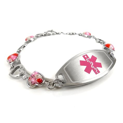 Womens Medical Alert Bracelet Engraved Pink by MyIdentityDoctor