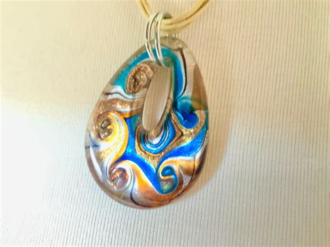 Murano glass necklace 18" murano bead necklace single bead pendant murano jewelry gift murano ...