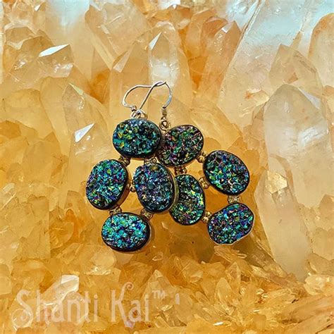 Iridescent Blue Titanium Druzy Earrings - Shanti Kai™