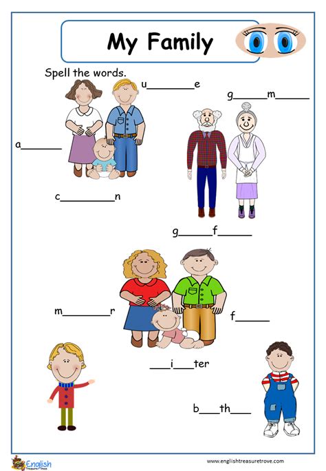 My Family English Vocabulary Worksheet – English Treasure Trove