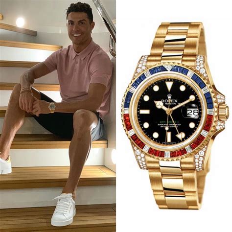 Football legend Cristiano Ronaldo @cristiano rocking a Rolex GMT-Master II SARU in Yellow Gold ...