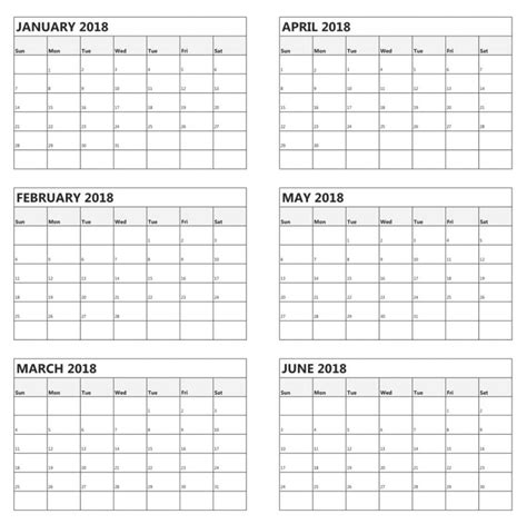 Printable Calendar 6 Months Per Page