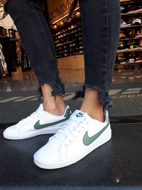 Nike Court Royale Women white with khaki swoosh | Nike sneakers women, Court shoes outfit ...